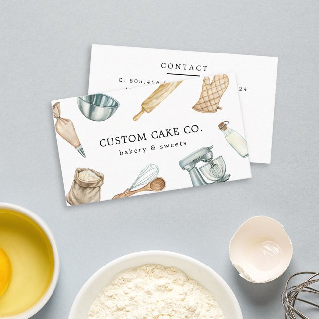 Outils de cuisson à l'aquarelle Carte de visite (Créateur téléchargé)