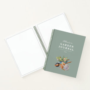 Outils de jardinage Aquarelle Kaki Garden Journal