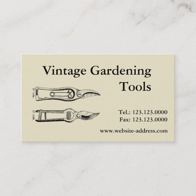 Outils de jardinage vintages Pruners Cartes de vis (Devant)