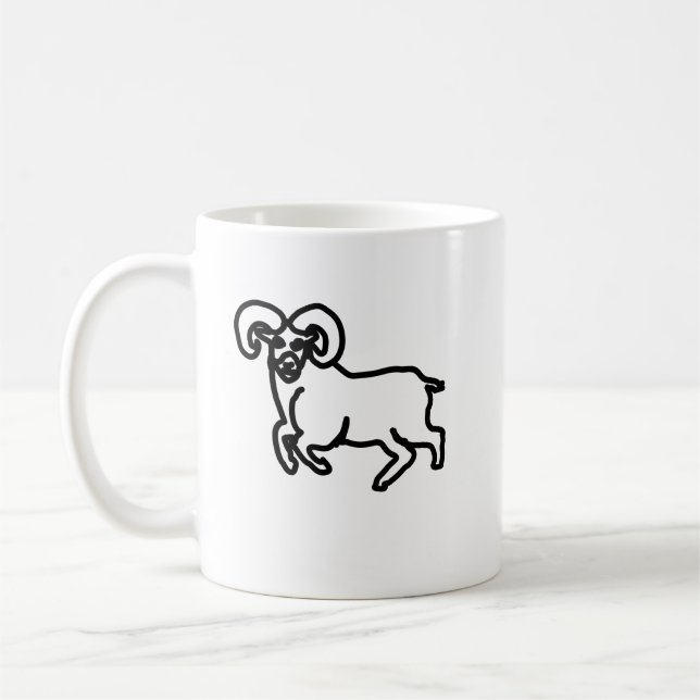 Outline Ram Zodiac Mug | Minimal Aries Silhouette (Gauche)
