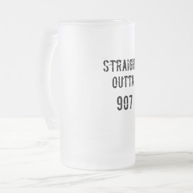 Outta droite 907 Mug de bière congelée - Texte noi (Devant gauche)