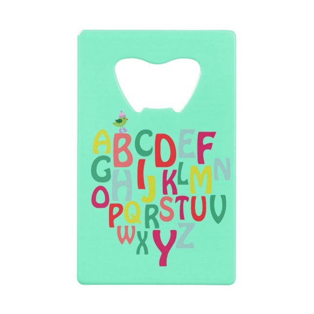 Ouverture de bouteille de carte de crédit Alphabet (Devant)