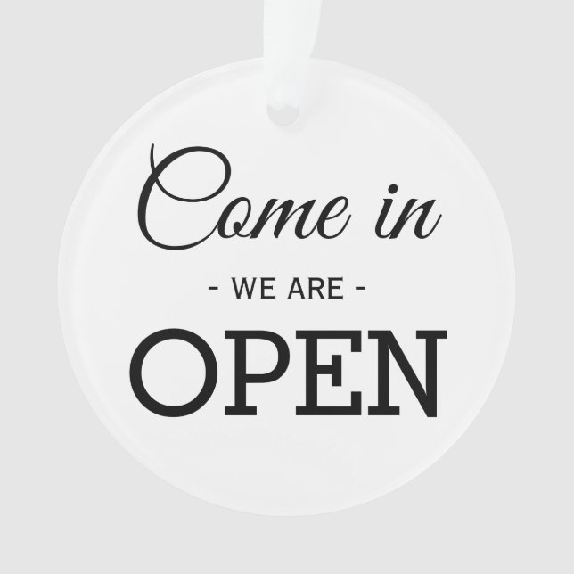 Ouverture / Fermé noir blanc deux côtés boutique (devant)