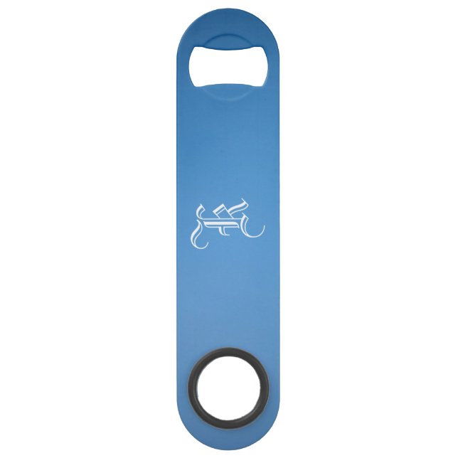 Ouvrage monogramme de bouteille de dégradé bleu "K (Devant)