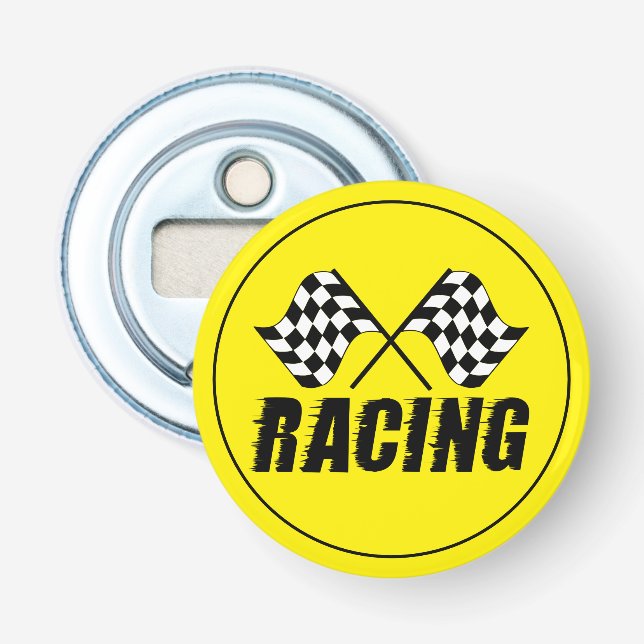 Ouvre-bouteille à bouton-Drapeaux de course (Devant)