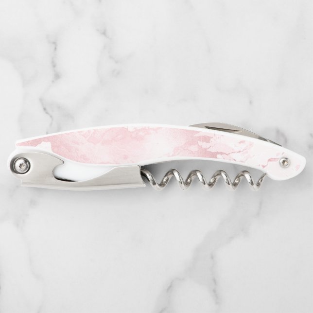 Ouvre-bouteille à vis en marbre rose PixDezines (Devant)