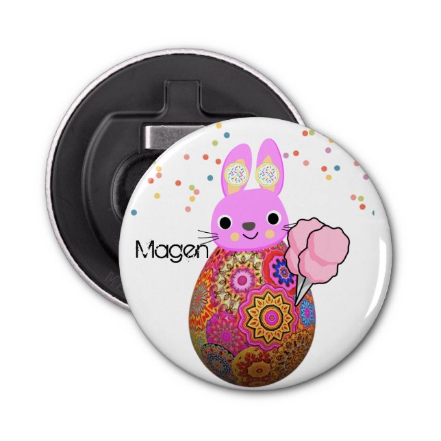 Ouvre-bouteille bouton lapin rose glace (Devant)