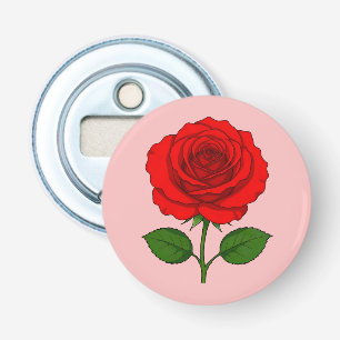 Ouvre-bouteille bouton Rose Rouge