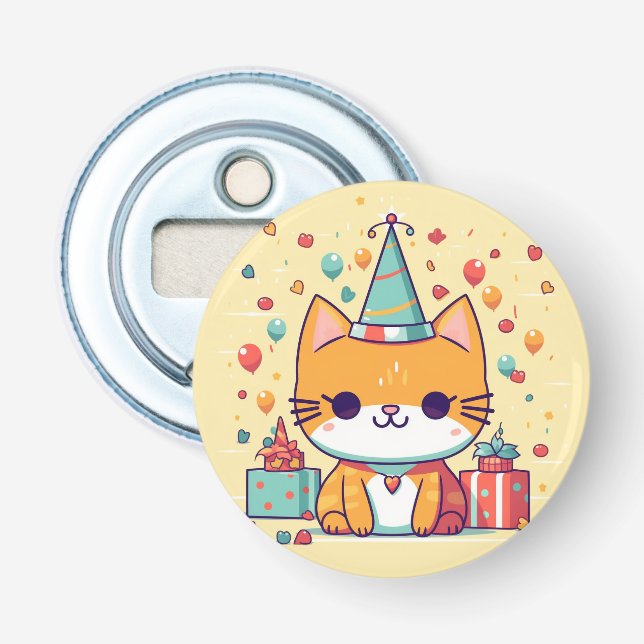 Ouvre-bouteille de fête d'anniversaire de chat mig (Devant)