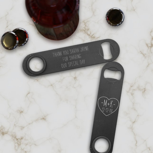 Ouvre-bouteille de mariage Merci Rustique Noir (Créateur téléchargé)