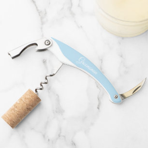 Ouvre-bouteille de mariage personnalisé bleu poudr