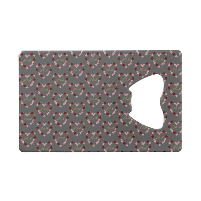 Ouvre-bouteille en acier gris motif floral (Devant (Horizontal))