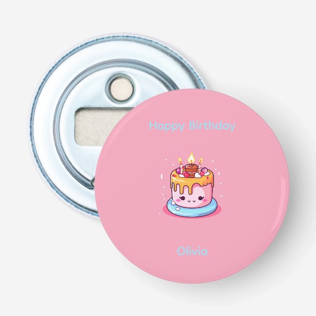 Ouvre-bouteille gâteau Kawaii rose (Devant)