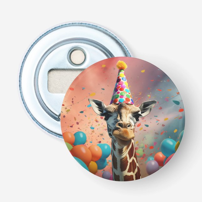 Ouvre-bouteille girafe anniversaire, amusant  (Devant)