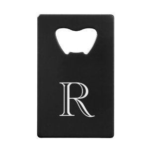 Ouvre-bouteille initial noir en acier inoxydable