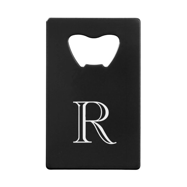 Ouvre-bouteille initial noir en acier inoxydable (Devant)