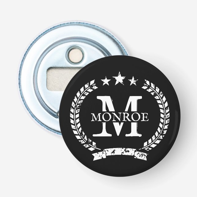 Ouvre-bouteille magnétique à monogramme de nom vin (Devant)