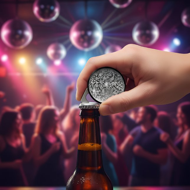 Ouvre-bouteille magnétique boule disco rétro argen (Créateur téléchargé)