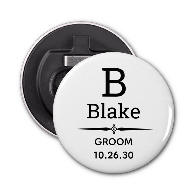 Ouvre-bouteille monogrammé du marié (Devant)