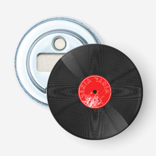 Ouvre-bouteille musical disque vinyle rouge rétro