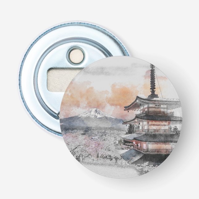 Ouvre-bouteille Pagode japonaise & Mont Fuji aquar (Devant)