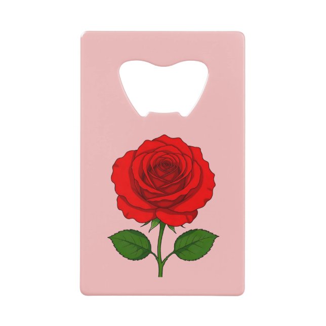 Ouvre-bouteille rectangulaire Rose Rouge (Devant)