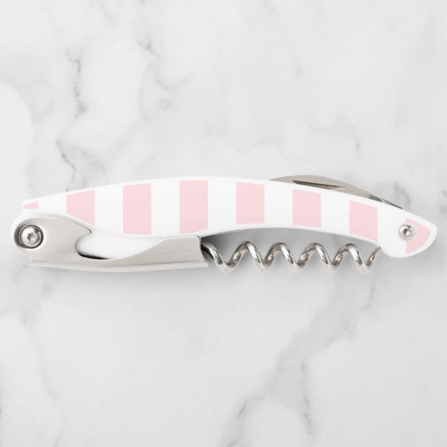 Ouvre-bouteille Tire-bouchon Rayure Rose et Blanc (Devant)