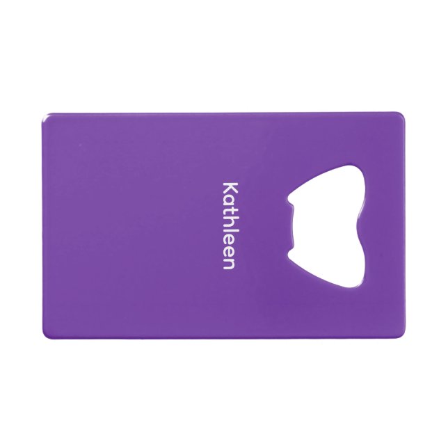 Ouvre-bouteille violet uni avec texte personnalisé (Devant (Horizontal))