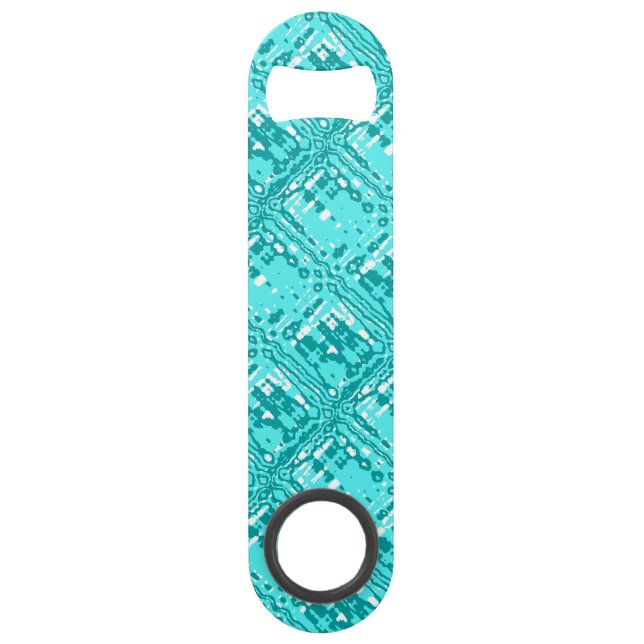 Ouvreur de bouteille abstrait de bleu de turquoise (Dos)