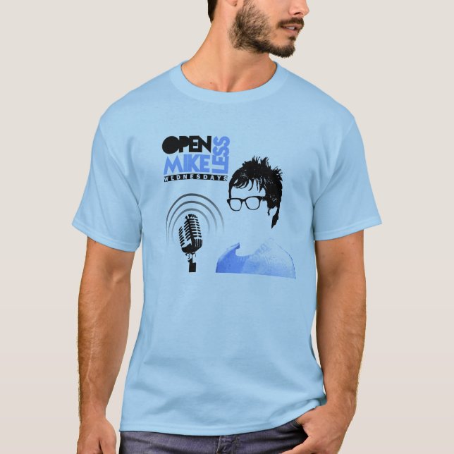 Ouvrez le bleu de T-shirt de Mikeless avec des (Devant)
