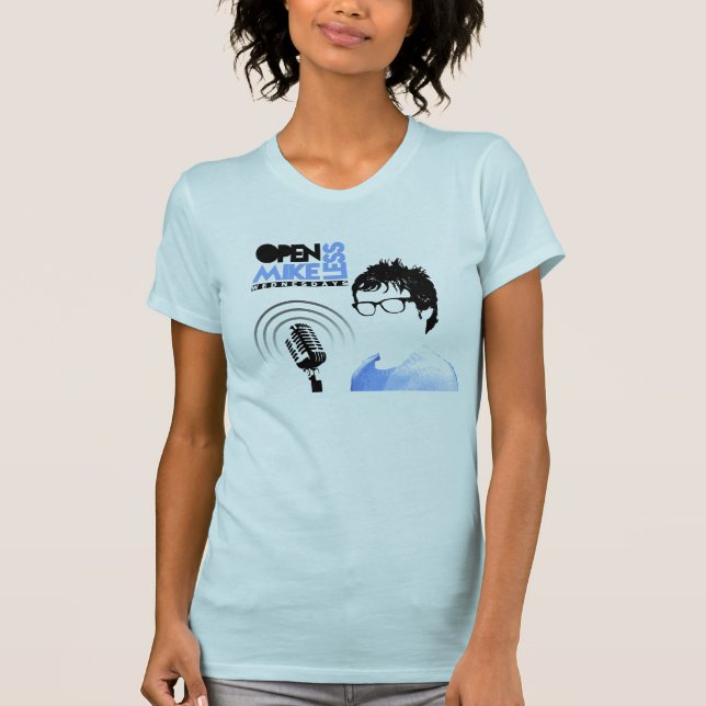 Ouvrez les femmes bleues de T-shirt de Mikeless (Devant)