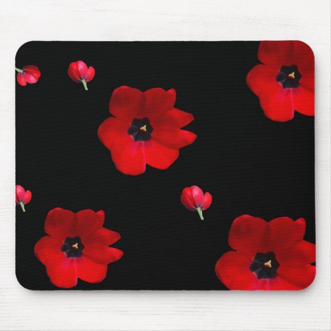 Ouvrez les tulipes rouges sur le tapis de souris (Devant)