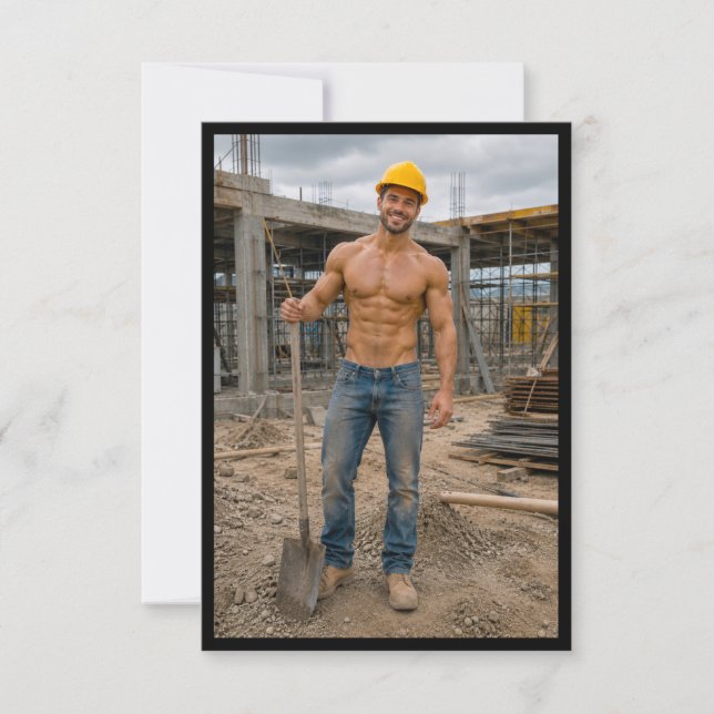 Ouvrier de construction musclé n° 4, série de cart (Devant)
