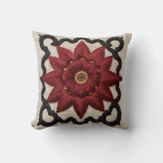 Ouzbek Coussin Suzani Madder Soleil Rosette
