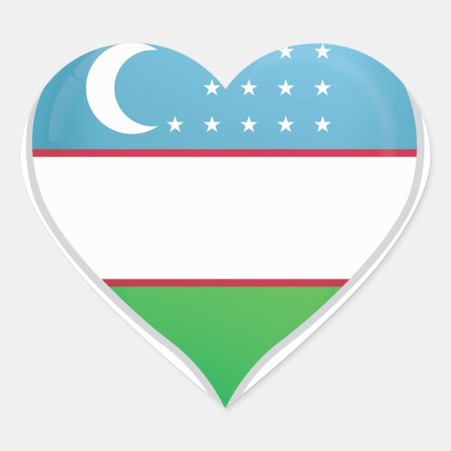 Ouzbékistan amour drapeau orgueil autocollant coeu (Devant)