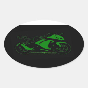 Oval moto forum autocollant Vert et noir