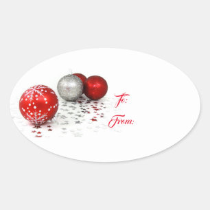 Oval Noël Ornements Cadeau Balise-cadeau Stickers