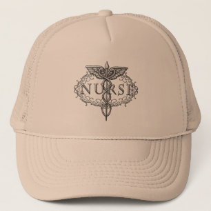 Oval Silver Caduceus Nurse Casquette