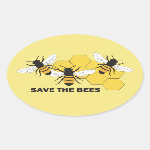 Ovale Abekeeper Save the Bees Sticker