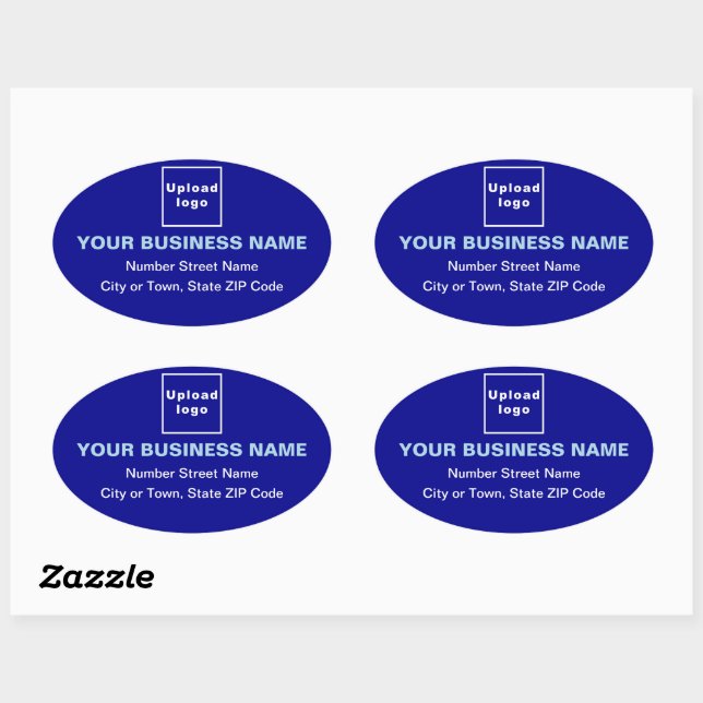 Ovale Adresse professionnelle sur Sticker Oval Bleu (Feuille)