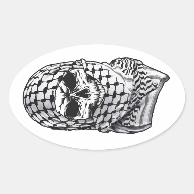 Ovale Arabic Skull Kufiya Shemagh Sticker (Devant)
