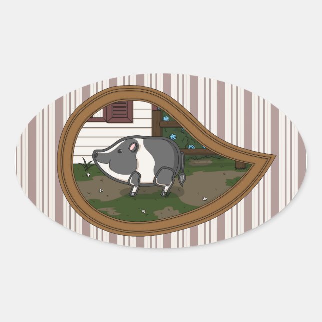Ovale Basil Sticker pour cochon (Devant)