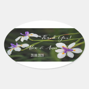 Ovale Beau Sauvage Iris Fleurs de mariage Favor Sticker