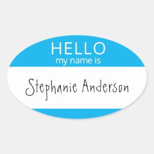 Ovale BONJOUR Personnalisé Mon Nom Est Sticker Badge
