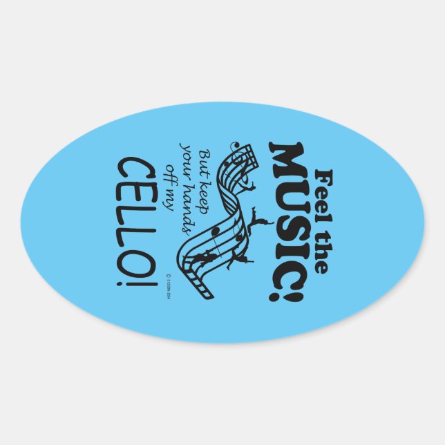 Ovale Cello Sentez La Musique Oval Sticker (Devant)