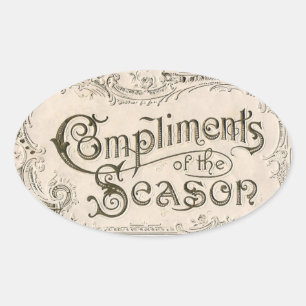 Ovale Compliments vintages de la saison Sticker de Noël