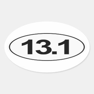 Ovale Demi-Marathon 13,1 Miles Sticker Oval (Blanc)