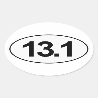 Ovale Demi-Marathon 13,1 Miles Sticker Oval (Blanc)