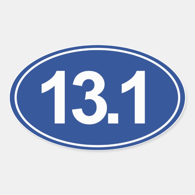 Ovale Demi-Marathon 13,1 Miles Sticker Oval (Bleu) (Devant)