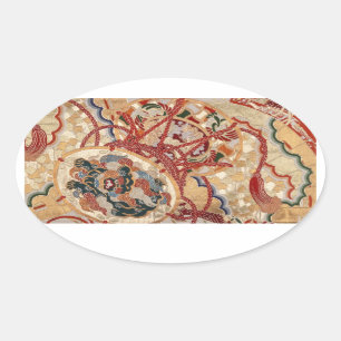 Ovale Design traditionnel japonais de tissu Sticker oval
